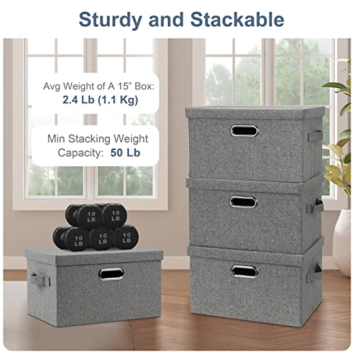 Medium 15" 21 Quart Collapsible Stackable Storage Bins with Lids (5 Count)