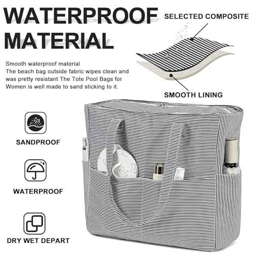 Waterproof Beach Tote Pool Bags for Women Ladies Extra Large Gym Tote Carry On Bag With Wet Compartment for Weekender Travel