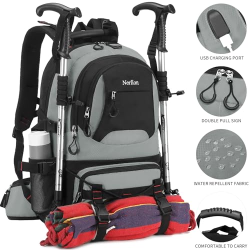 Nerlion 40L Hiking Backpack Travel Backpack for Men Women Camping Waterproof Outdoor Hiking Daypack Lightweight Backpack