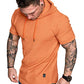 Mens Fashion Hoodies Sport Pullover Solid Color Shirt Workout Lightweight Tops Orange