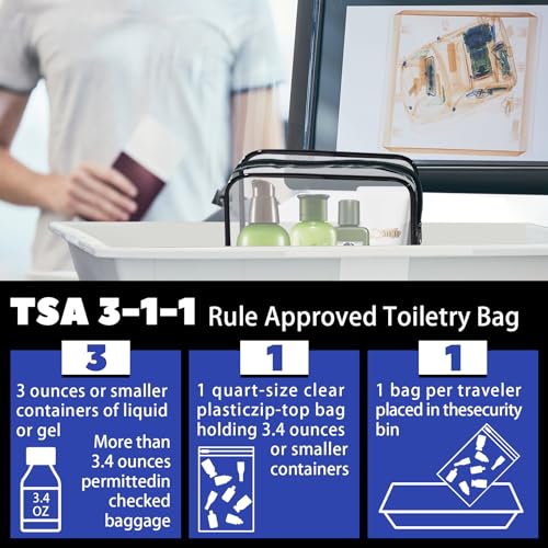 16 Pieces Clear Cosmetic Bags PVC Clear Makeup Bags TSA Approved Toiletry Bag with Zipper Waterproof Vinyl Plastic Organizer Storage Transparent Pouch for Women and Men (16 Count)