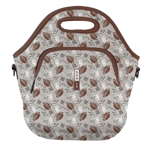 LunchTote Zippered Bag Insulated Neoprene Caddy (Football / X-Large 6.5 Quart Lunch Tote)