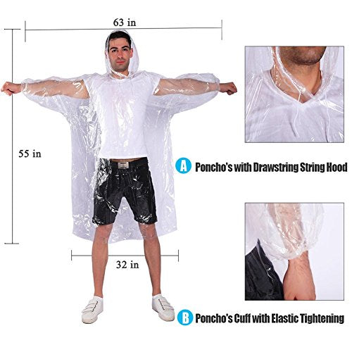 Disposable Rain Ponchos for Adults