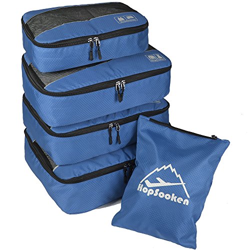 5 Set Packing Cubes for Travel Large Suitcase Luggage Organizer Bags Travel Accessories Vacation 4 Cubes 1 Laundry Pouch Bag (5 Count)