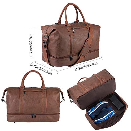 Leather Travel Bag with Shoe Pouch