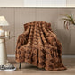 Luxury Faux Fur Rabbit Fur Throw Blanket Brown 90"x80"