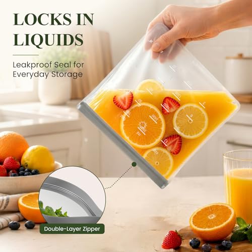 Dishwasher Safe Reusable Storage Bags Stand Up (12 Count)