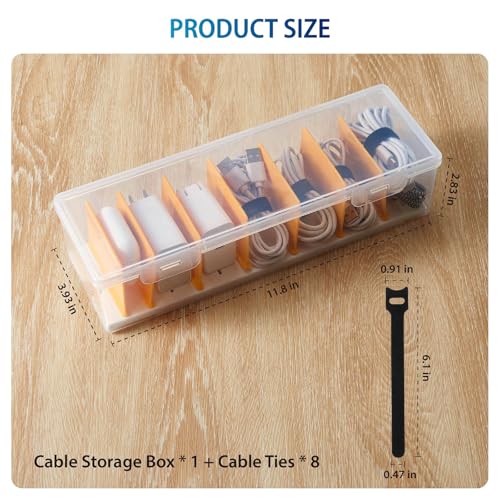 Cable Organizer Storage Box with 8 Cable Ties