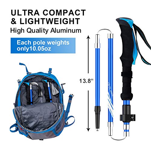 Lightweight Collapsible Trekking Poles Folding Hiking Sticks (2 Count)