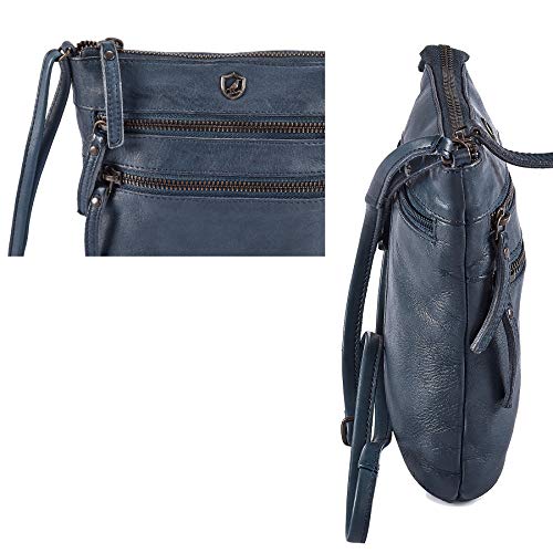 Small Crossbody Bags for Women Genuine Leather Travel Purse Vintage Sling Shoulder Bag with Adjustable Strap & Zipper Pockets