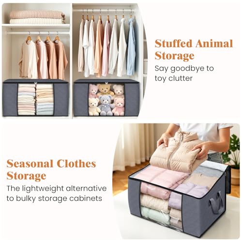 6 Pack Storage Bags for Clothes Blanket Storage Bins with Lids (6 Count)