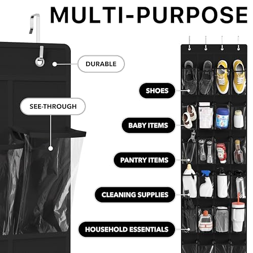 24 Pockets Clear Over the Door Shoe Organizer