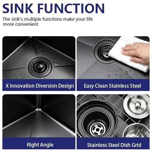 18x18 Inch Drop in Black Bar Sink