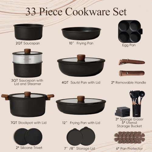 33pcs Pots and Pans Set Non Stick