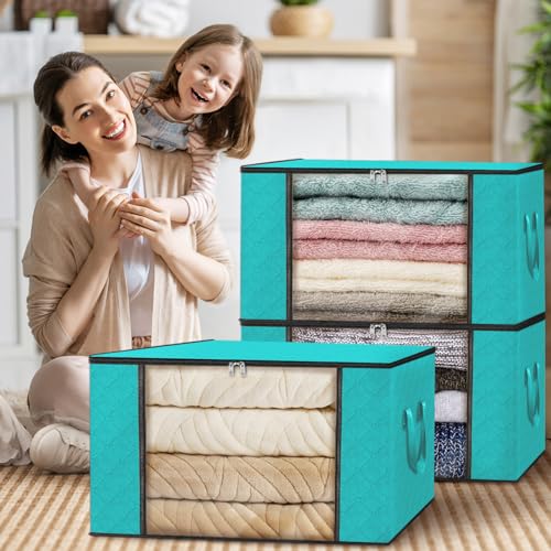 6 Pack Storage Bags for Clothes Blanket Storage Bins with Lids (6 Count)