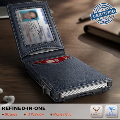 Men Slim Magnetic Leather Wallet Metal Case Money Clip 9 Cards