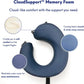 C CUSHION LAB Travel Pillow, Award-Winning Patented Ergonomic Design for Chin & Neck Support Memory Foam Neck Pillow, Compact Airplane Pillow for Traveling, Flight, Car (Navy, Large)
