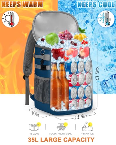 Cooler Backpack Insulated Leak Proof for Women Men Soft Cooler Bag (45 Count)
