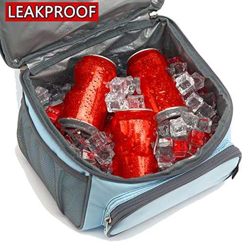 Double Layer Cooler Insulated Lunch Bag Adult Lunch Box Large Tote Bag for Men (Light Sky Blue)