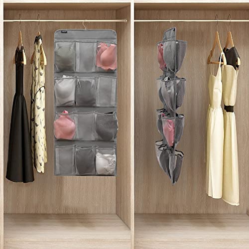 Dual Sided Hanging Shoe Organizer for Closet with Rotating Hanger Hanging Shoe Rack Holder with 24 Large Pockets