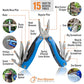 15-in-1 Multitool with Safety Locking, Stainless Steel Pocket Knife & Pliers, Compact EDC Multi Tool for Camping, Hiking, Fishing, Outdoors, Survival, Gift for Men, Father, Husband, Boyfriend