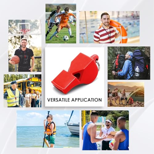 Emergency Whistles with Lanyard 10 Pack Red Safety Whistle for Lifeguard Outdoor Emergency Camping Hiking Boating Loud Signaling Whistles