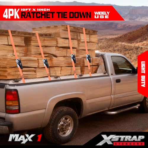 4 PK Ratchet Tie Down Straps (4 Count)