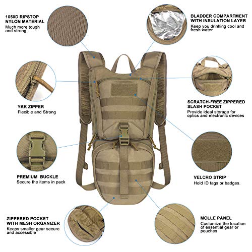 Tactical Hydration Backpack with 3L Water Bladder