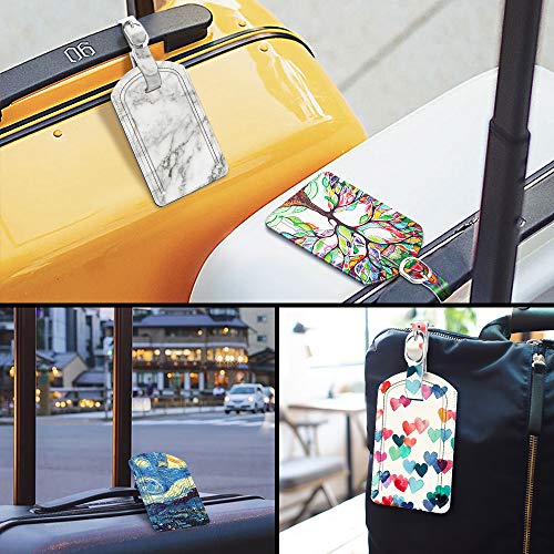 2 Pack Luggage Tags Leather Name ID Labels with Privacy Cover (2 Count)