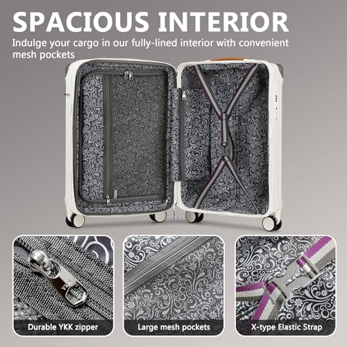 3 Piece Set Hardside Expandable Luggage with USB Charging Port and Cup Holder (3 Count)