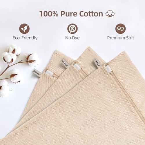 100% Pure Cotton Mesh Laundry Bags (3 Count)