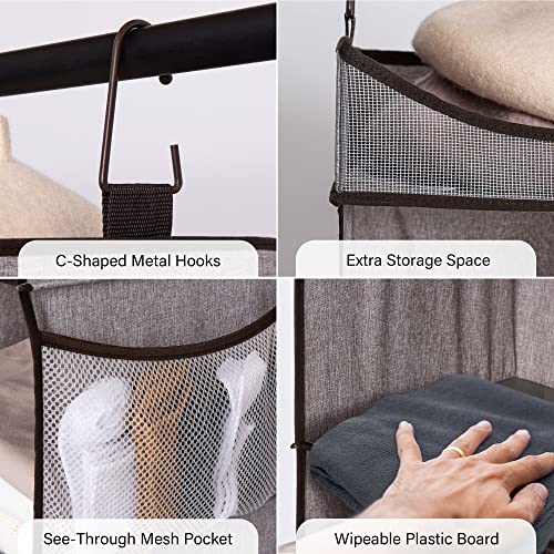 3 Shelf Hanging Closet Organizer with Half Compartment