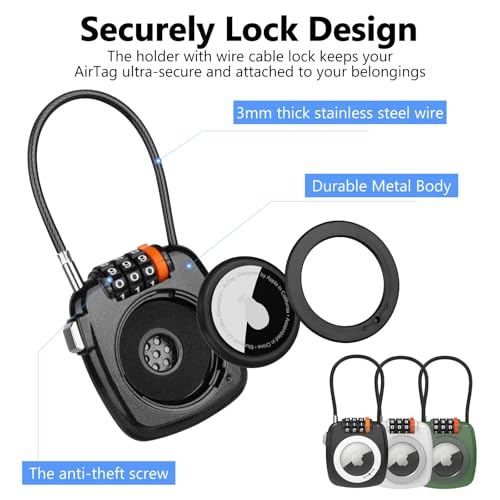 Compatible with Apple AirTag Secure Lock with Wire Cable