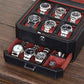 6 Slot Leather Watch Box with Valet Drawer