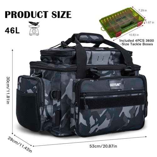 Fishing Tackle Bag with 4PCS 3600 Tackle Boxes