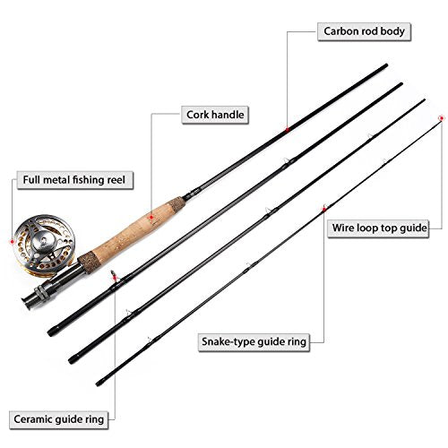 Fly Fishing Rod Reel Combos with Lightweight Portable Rod and CNC