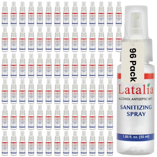 Fragrance Free Hand Sanitizer Spray Pack of 96 with 80% Alcohol (177.6 Fl Oz)
