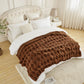 Luxury Faux Fur Rabbit Fur Throw Blanket Brown 90"x80"
