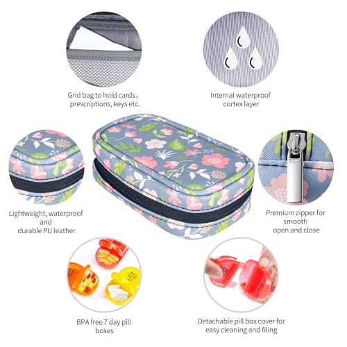 Weekly Travel Pill Organizer 2 Times a Day AM PM Rainbow Pill Box