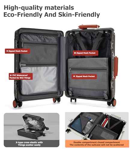 Aluminum Frame Wide Handle PC Carry On Luggage