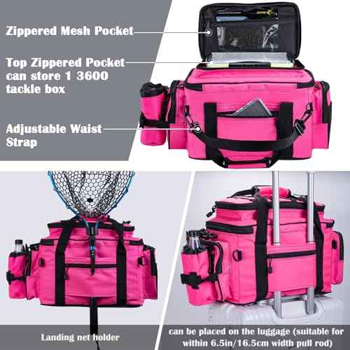 Fishing Tackle Bag with 4PCS 3700 & 2PCS 3600 Tackle Boxes (6 Count)