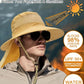 Outdoor Sun Hats with Stowable Neck Flap for Men Women UPF 50+ Mesh Summer Bucket Hat Wide Brim for Fishing Safari Hiking Khaki