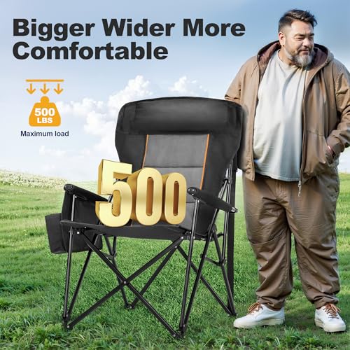 Oversized Camping Chairs High Back Heavy Duty Lawn Chair 500LBS (2 Count)