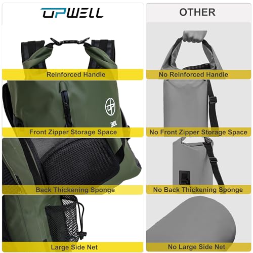 Waterproof Dry Bag 30L Boating Backpack for Travel Hiking Camping Bags for Kayaking Hiking Waterproof Bags Swimming Floating Submersible Dry Bag Green