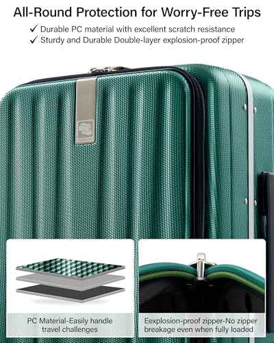 26 Inch Large Checked Luggage PC Hard Shell Luggage Top Opening Travel Luggage Suitcases with Wheels for Woman Men
