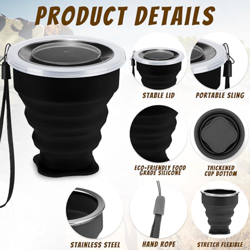 12 Pcs Silicone Collapsible Cup with Lid (12 Count)