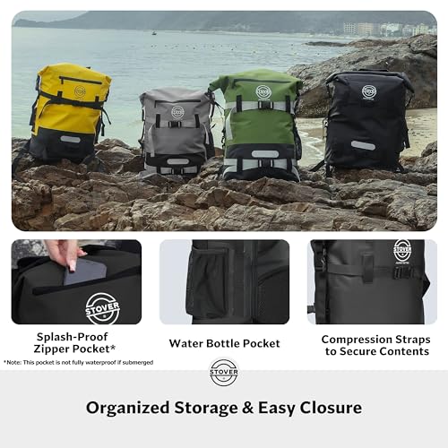 30/40/55L Waterproof Dry Backpack & Phone Case- X-Large Floating Dry Bag for Kayaking, Travel, Hiking, Fishing, Camping, Motorcycles & Beach, Heavy-Duty Roll Top Men/Women (Black)