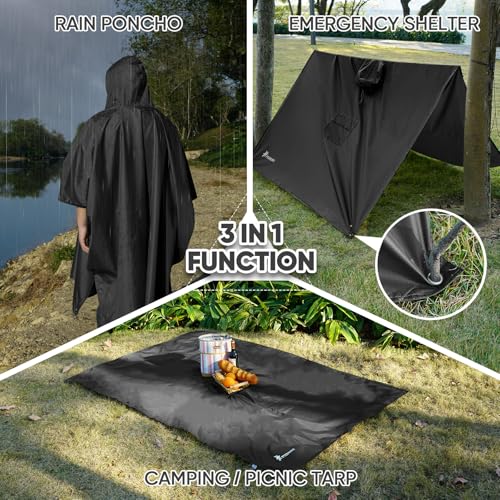 Hooded Rain Poncho for Adult with Pocket