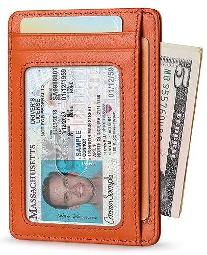 Slim Wallet for Men Women Minimalist Small Leather Front Pocket Wallets with RFID Blocking and Gifts Box