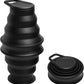 Collapsible Silicone Water Bottle - Foldable, Lightweight, and BPA-Free | 500ml (17oz) Reusable Leakproof Bottle for Camping, Travel, and Gym | Compact & Durable with Carabiner - Black